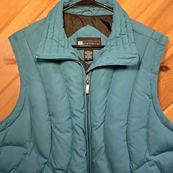 Relativity Womens Down/Feather Insulated Puffer Vest Teal XL - Picture 3 of 12